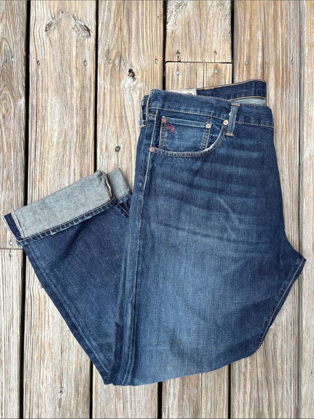 POLO RALPH LAUREN | Y2K Red Line Selvedge Hampton Straight Fit Jeans Size 40/32